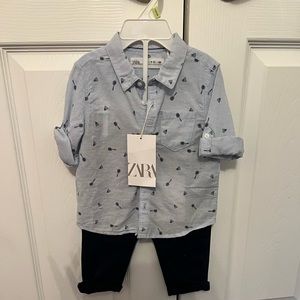 Zara shirt and pants set baby boy size 9-12 months